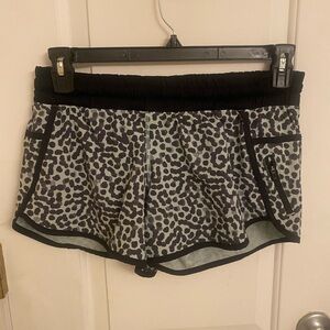 Black and Gray Patterned Athletic Shorts
